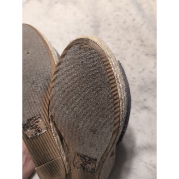 Y Not? gray canvas slingback espadrille platform 4in wedge sandal size 11 - Picture 8 of 10